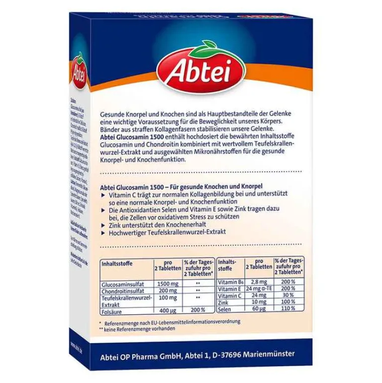 Online Abtei Glucosamin 1500 Tabletten TF, 30 St Glucosamin-Chondroitin