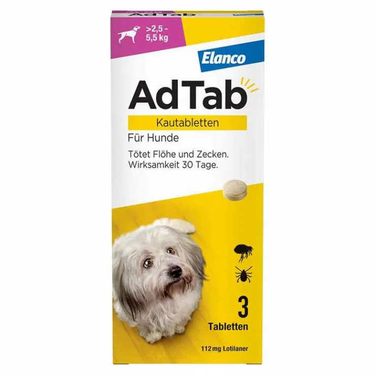 AdTab™ Kautabletten für kleine Hunde 112 mg 2,5 bis 5,5 kg, 3 St