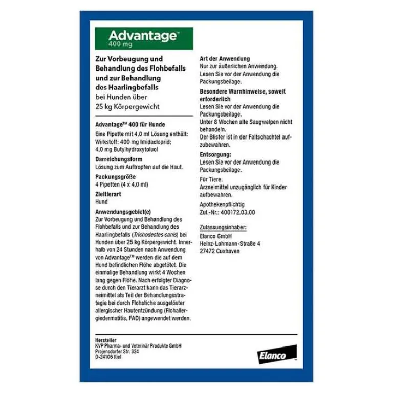 Hot Advantage 400 für Hunde ab 25 kg, 1X4 St