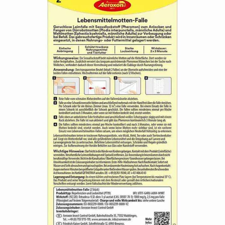 Aeroxon Lebensmittel Mottenfalle, 2 St