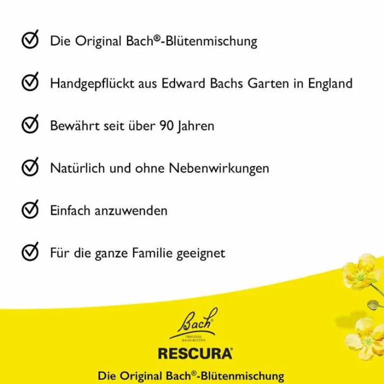 Rescura Bachblüten Original Tropfen mit Alkohol, 20 ml