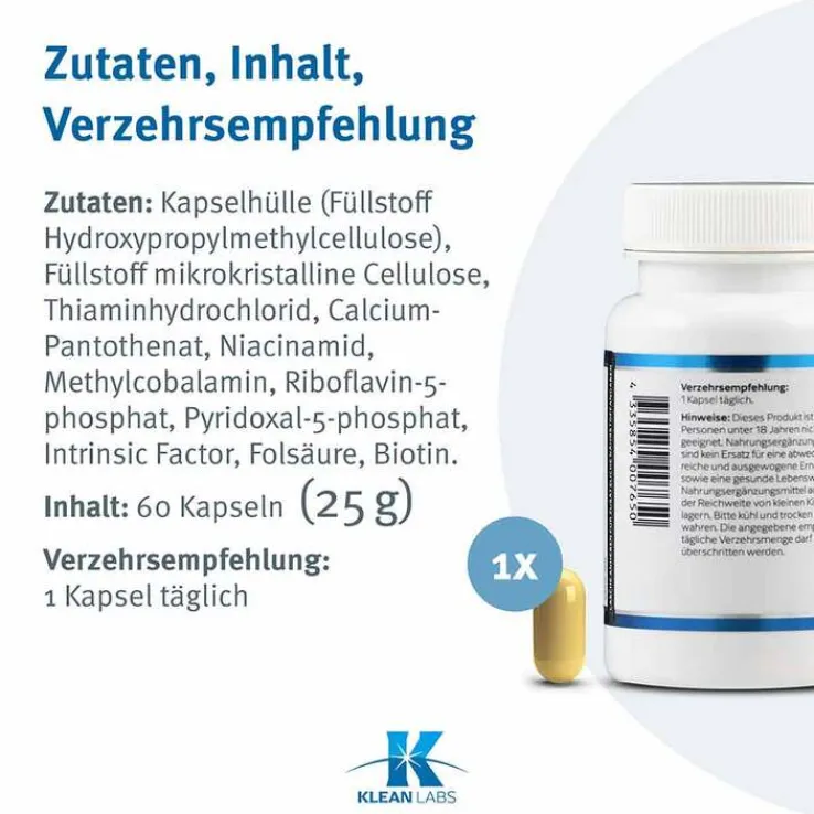 B-Complex mit Methylfolat und Intrinsic Factor Kap, 60 St