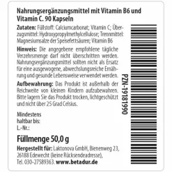 Kapseln, 90 St Vitamin C (Ascorbinsäure)|Vitamin B6 (Pyridoxin)