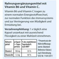 Kapseln, 90 St Vitamin C (Ascorbinsäure)|Vitamin B6 (Pyridoxin)