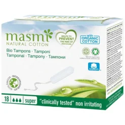 Clearance Masmi Bio Tampons Super 100% Bio Baumwolle , 18 St