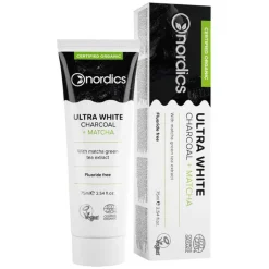 Bio Zahnpasta ultra white Aktivkohle Matcha Nordi., 75 ml