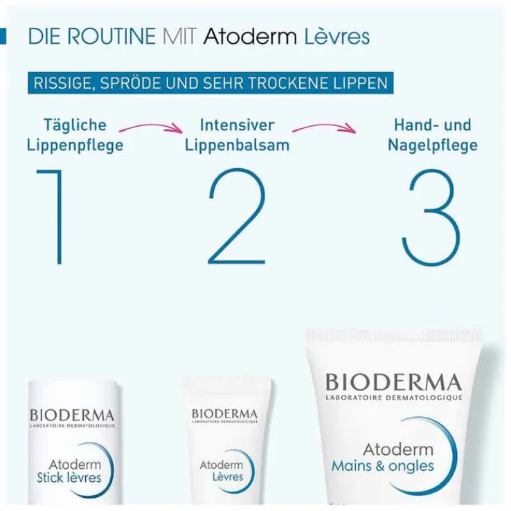 Bioderma Atoderm Levres Baume Lippenbalsam für risssige und sehr trockene Lippen, 15 ml
