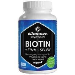 Biotin 10 mg hochdosiert + Zink + Selen Tabletten, 480 St