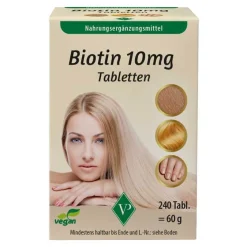 Online Biotin 10 mg hochdosiert vegan Tabletten, 240 St Vitamin B7 (Biotin)