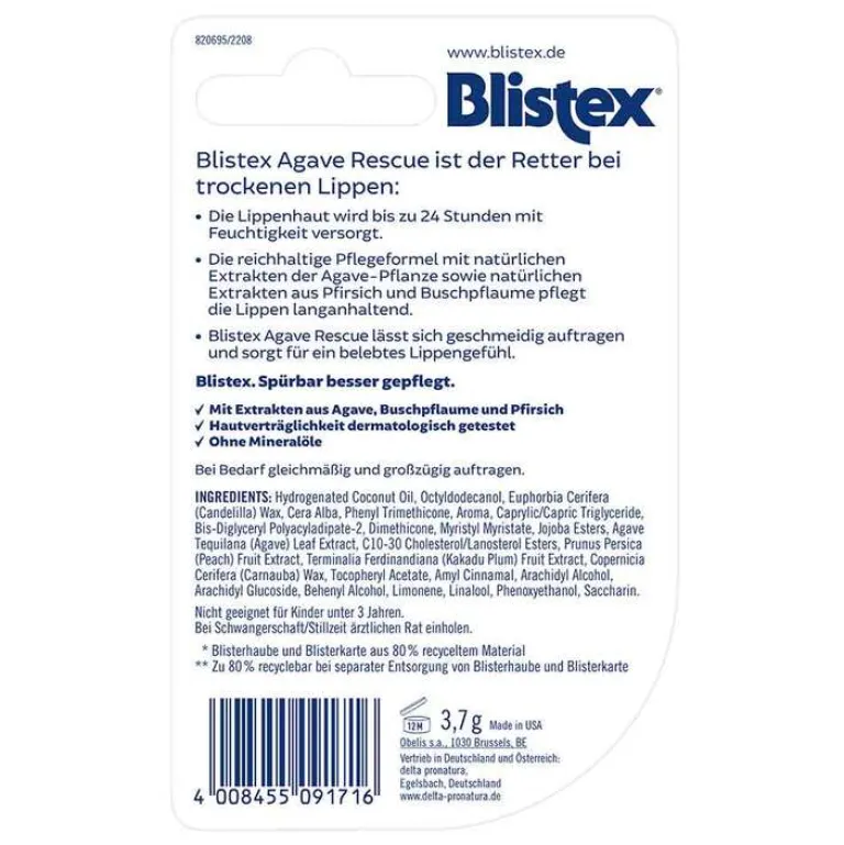 New Blistex Agave Rescue Stift, 3.7 g