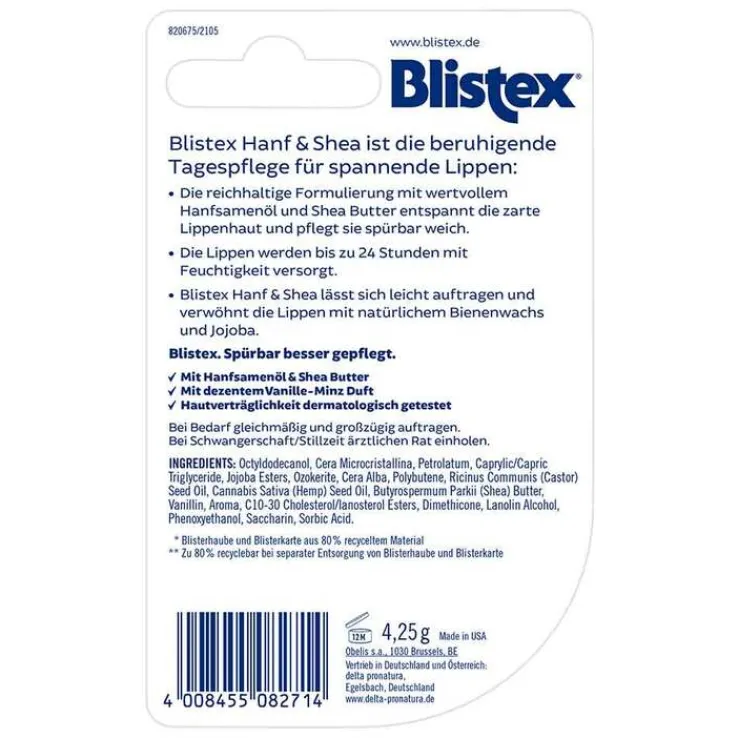 Blistex Hanf & Shea Stift, 4.25 g