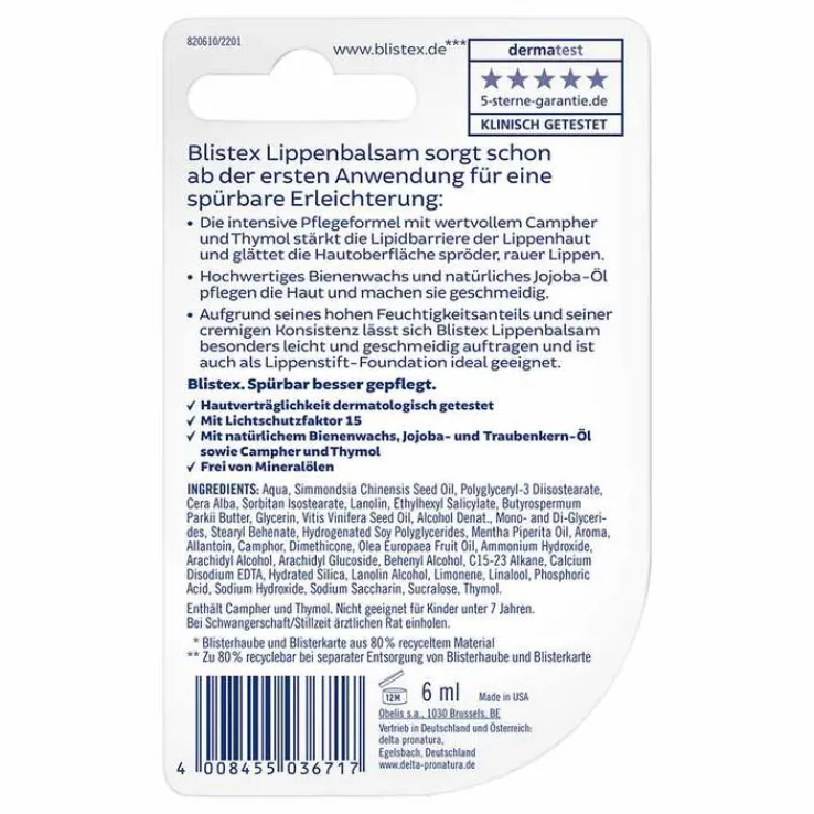 Blistex Lippenbalsam LSF 15 Tube, 6 ml
