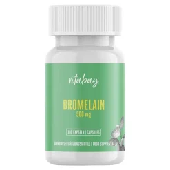 Vitabay Bromelain 500 mg 1200 F.I.P aus Ananas vegan Kapseln , 100 St