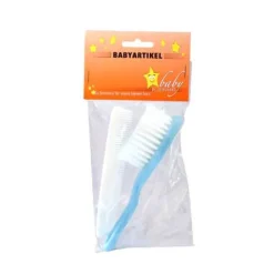 New Bürste Baby Kunststoff + Nylon Kamm blau, 1 St Haut- & Haarpflege