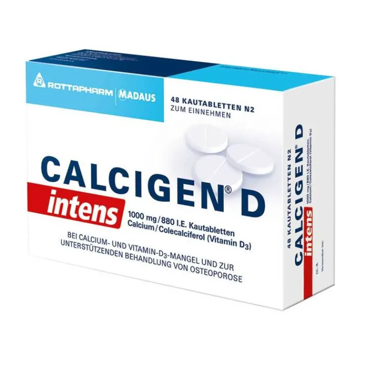 Calcigen D intens 1000 mg / 880 I.E. Kautabletten, 48 St
