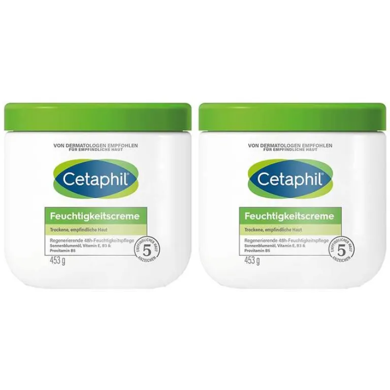 Outlet Cetaphil Feuchtigkeitscreme für trockene, empfindliche Haut, 2x456 ml