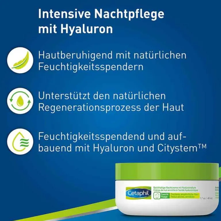 Clearance reichhaltige Nachtcreme mit Hyaluronsäure, 48 g Nachtpflege