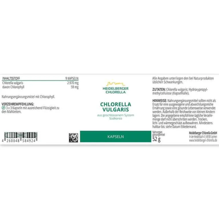 Clearance Heidelberger Chlorella Chlorella Vulgaris Kapseln, 52 g
