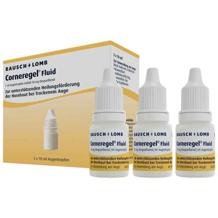 Corneregel® Fluid unterstützt die Wundheilung am Auge, 3X10 ml