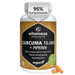 Discount Curcuma 10.000 + Piperin hochdosiert vegan Kapseln, 90 St Kurkuma Kapseln