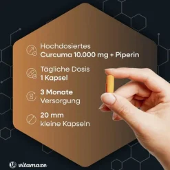 Discount Curcuma 10.000 + Piperin hochdosiert vegan Kapseln, 90 St Kurkuma Kapseln