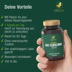 Hot Curcuma 3000 Bio Kapseln, 60 St Kurkuma Kapseln