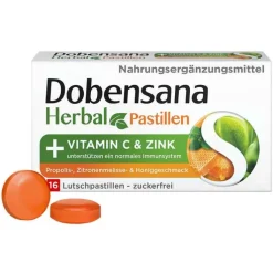 Dobensana Herbal Honiggeschmack Vitamin C & Zink Pastillen, 16 St