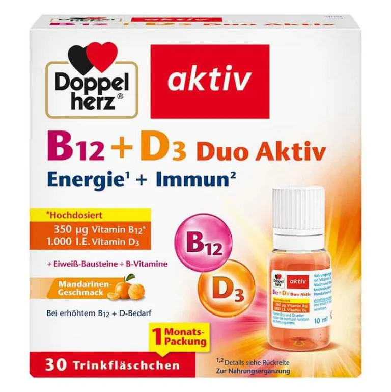 Hot B12 + D3 Duo Aktiv Trinkampullen, 30 St Vitamin D (Colecalciferol)|Vitamin B12 (Cobalamin)