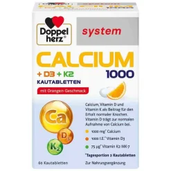 Sale Calcium 1000 + D3 + K2 system Kautabletten, 60 St Vitamin K|Vitamin D (Colecalciferol)