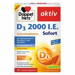 Outlet Doppelherz D3 2000 I.E. Sofort Schmelztabletten, 30 St