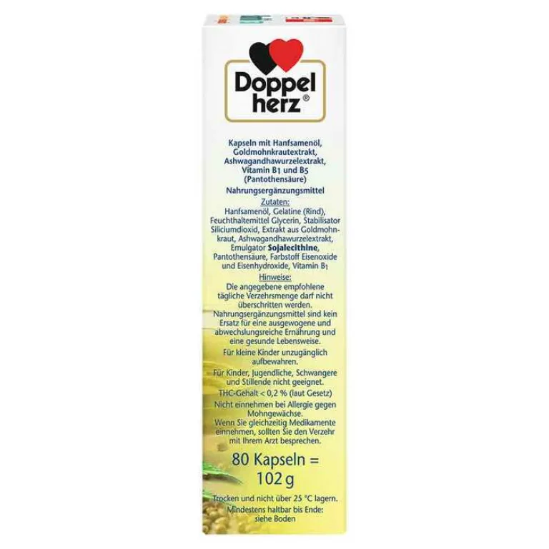 Hot Doppelherz Hanföl + Goldmohn + Ashwagandha Kapseln, 80 St