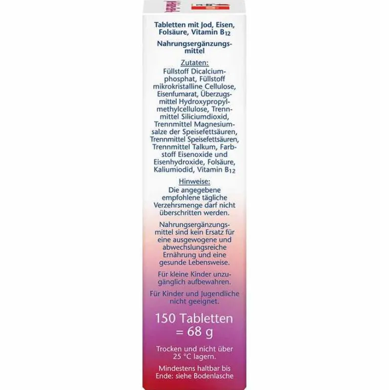 Discount Doppelherz Jod + Folsäure + Eisen + B12 Tabletten, 150 St