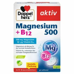 Online Doppelherz Magnesium 500 + B12 Brausetabletten, 6X15 St