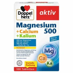 Doppelherz Magnesium 500 + Calcium + Kalium Tabletten, 100 St
