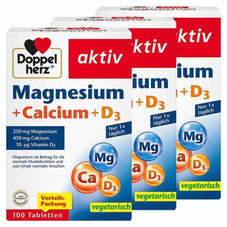 Magnesium + Calcium + D3 Tabletten, 3x100 St Vitamin D (Colecalciferol)|Magnesium