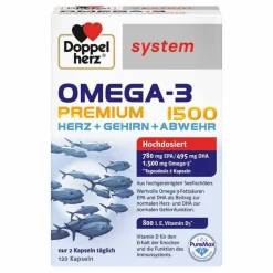Clearance Doppelherz Omega-3 Premium 1500 system Kapseln, 120 St