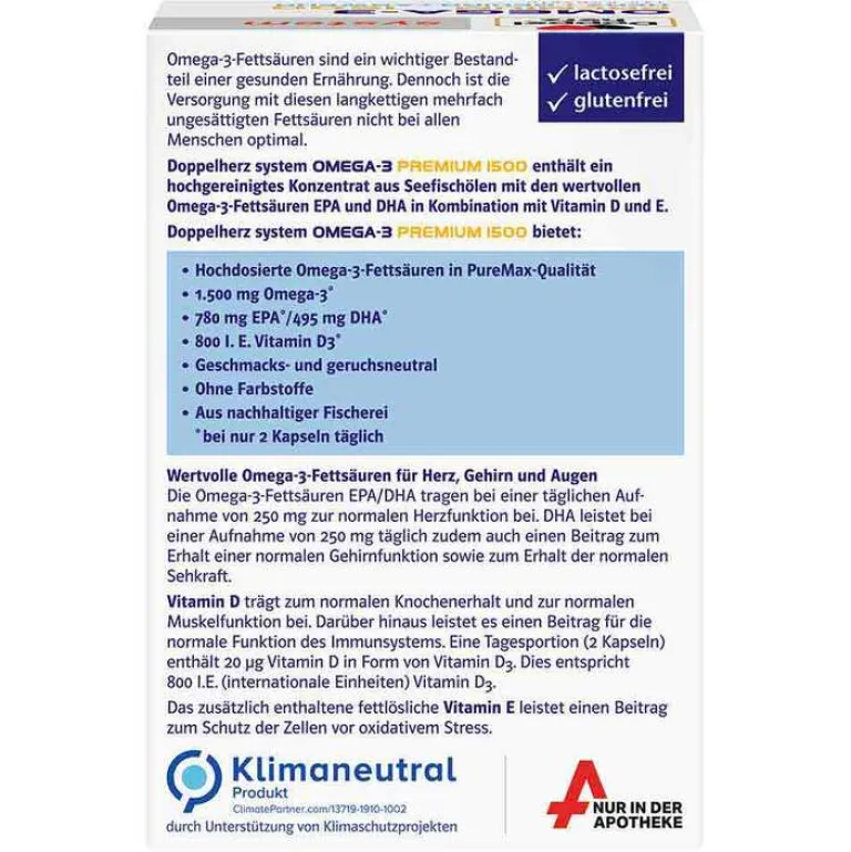 Clearance Doppelherz Omega-3 Premium 1500 system Kapseln, 120 St