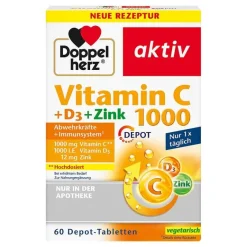 Discount Vitamin C 1000 + D3 + Zink Depot Tabletten, 60 St Zink|Vitamin D (Colecalciferol)