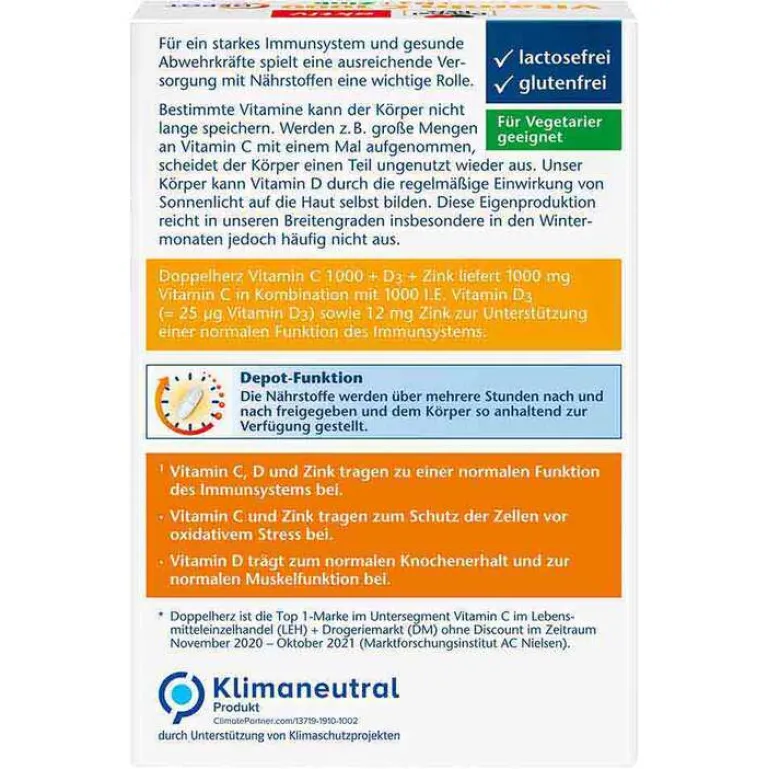 Best Vitamin C 1000 + D3 + Zink Depot Tabletten, 30 St Zink|Vitamin D (Colecalciferol)
