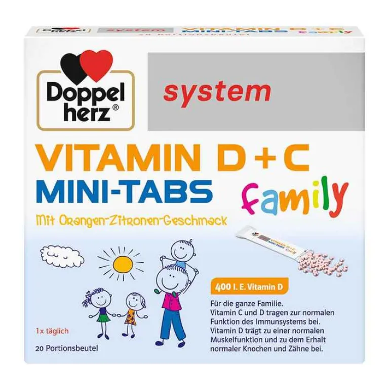 Sale Doppelherz Vitamin D + C Mini-Tabs family system, 20 St Vitamin D (Colecalciferol)|Vitamin C (Ascorbinsäure)