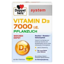 Clearance Doppelherz Vitamin D3 7000 I.E. pflanzlich sys.TAB, 60 St Vitamin D (Colecalciferol)