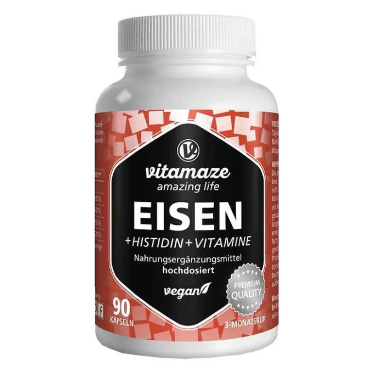 Best Vitamaze Eisen 20 mg + Histidin + Vitamine C / B9 / B12 Kapseln, 90 St