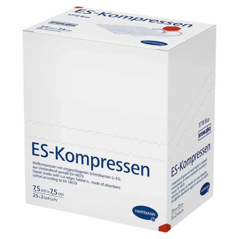 Hot ES-Kompressen steril 7,5x7,5 cm 8fach, 25X2 St Sterile Kompressen