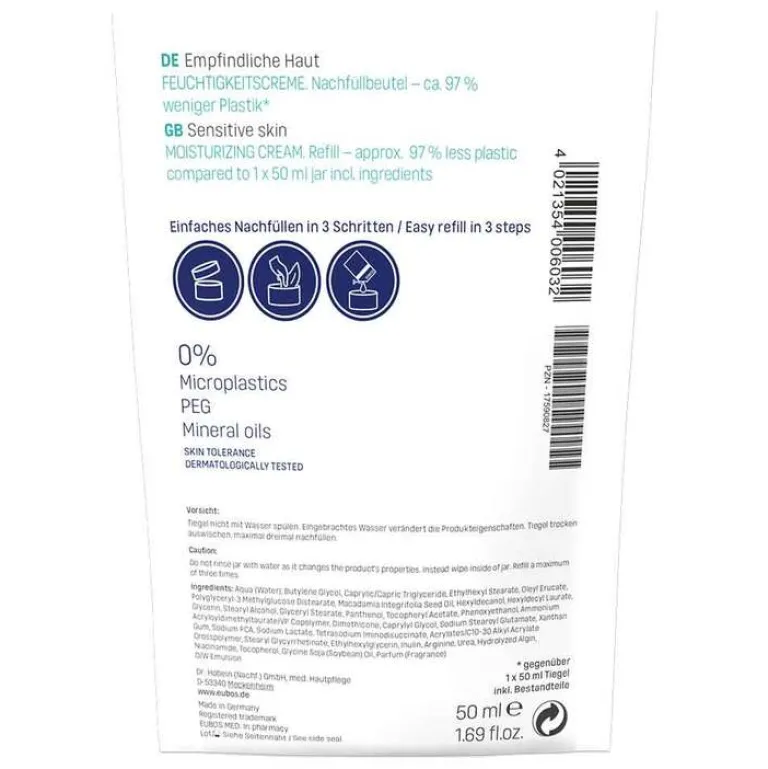 Best Sensitive Feuchtigkeitscreme Nachfüllbeutel, 50 ml Trockene Haut|Tagespflege