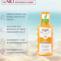 Eucerin Sun Oil Control Body transparent Spray LSF 50 + , 200 ml