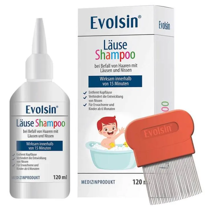 Evolsin Läuseshampoo mit Läusekamm, 120 ml