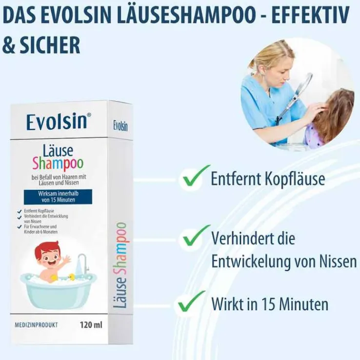 Evolsin Läuseshampoo mit Läusekamm, 120 ml