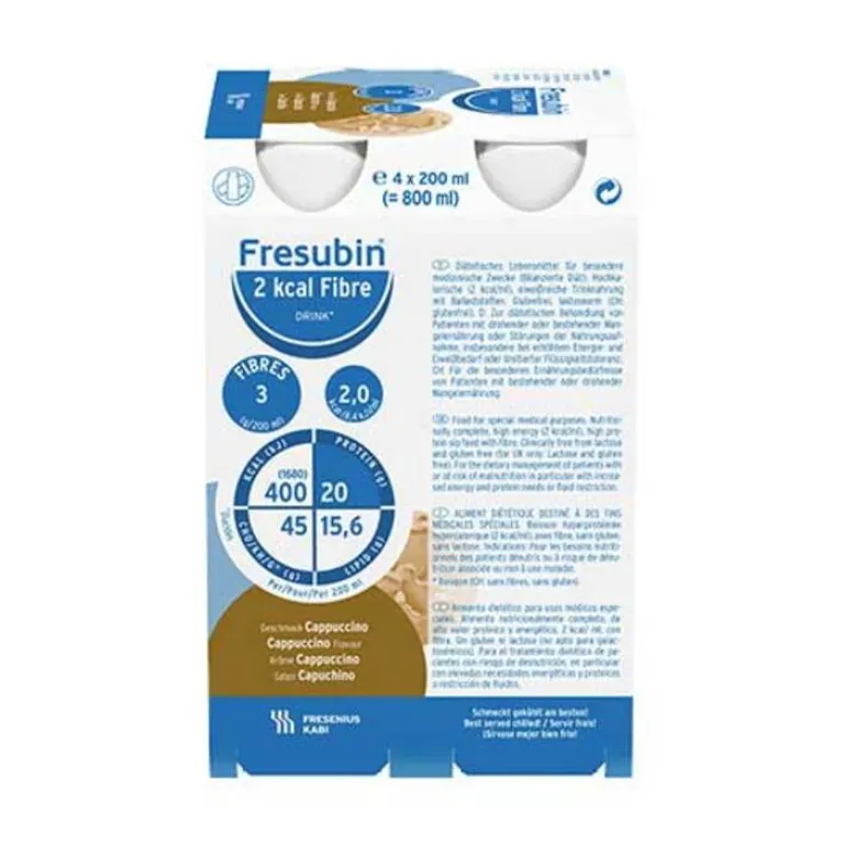 New Fresubin 2 kcal fibre Drink Cappuccino Trinkflasche, 4X200 ml