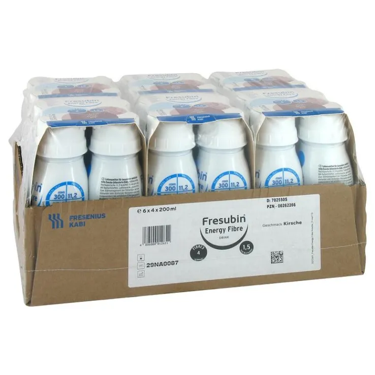 Fresubin Energy Fibre Drink Kirsche Trinkflasche, 6X4X200 ml