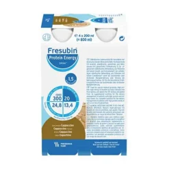 Online Protein Energy Drink Cappucc.Trinkflasche, 4X200 ml Trinknahrung